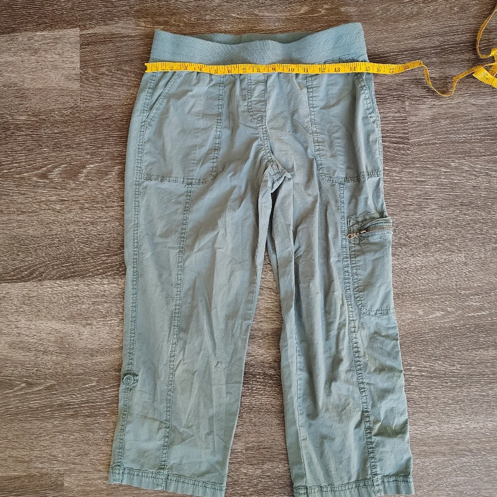 Intro. Love The Fit Capri Green 4p Petite Straight - Picture 3 of 5